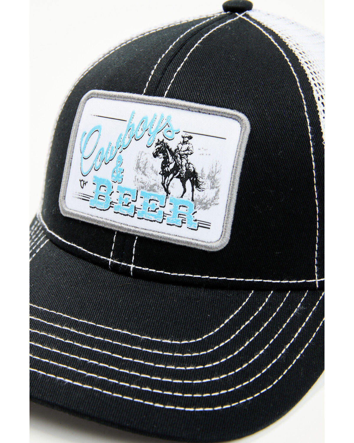 Image #2 - Cowgirl Hardware Men's Cowboys and Beer Ball Cap, Black/white, hi-res