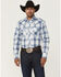 Image #1 - Wrangler Retro Men's Plaid Print Long Sleeve Snap Western Shirt, Blue, hi-res