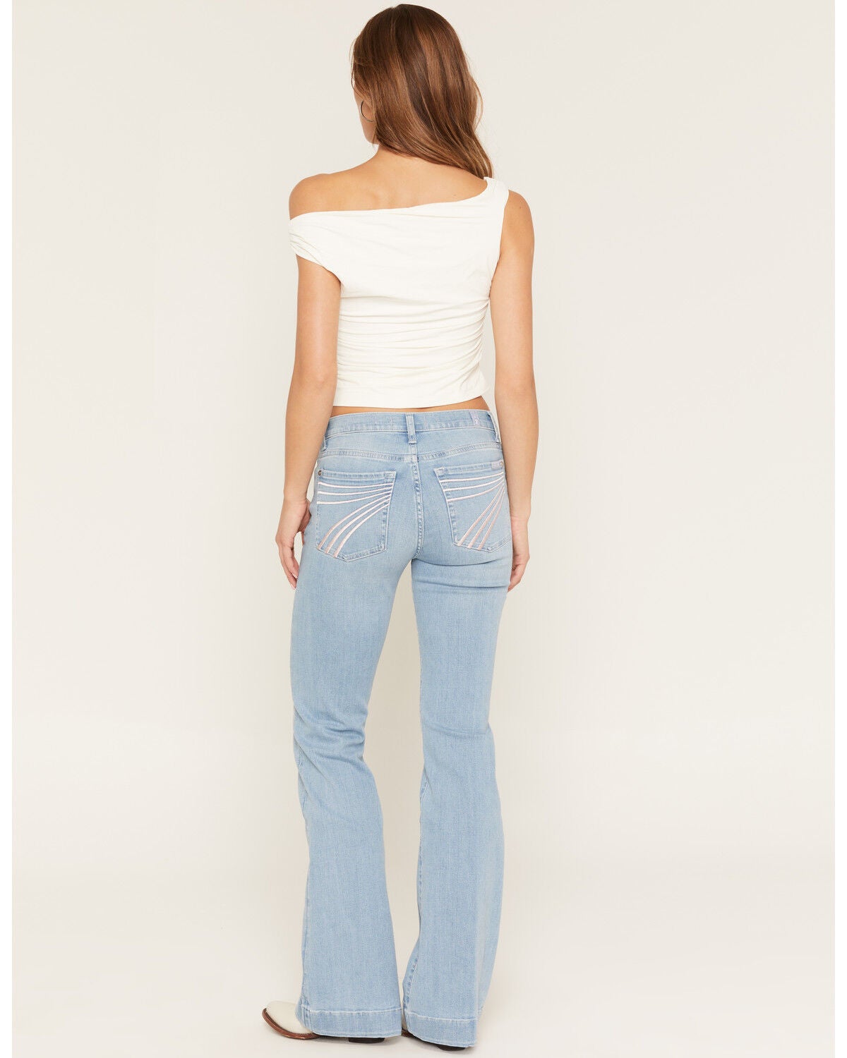 Image #1 - 7 For All Mankind Women's Light Wash Mid Rise Slim Trouser Stretch Denim Jeans, Light Wash, hi-res