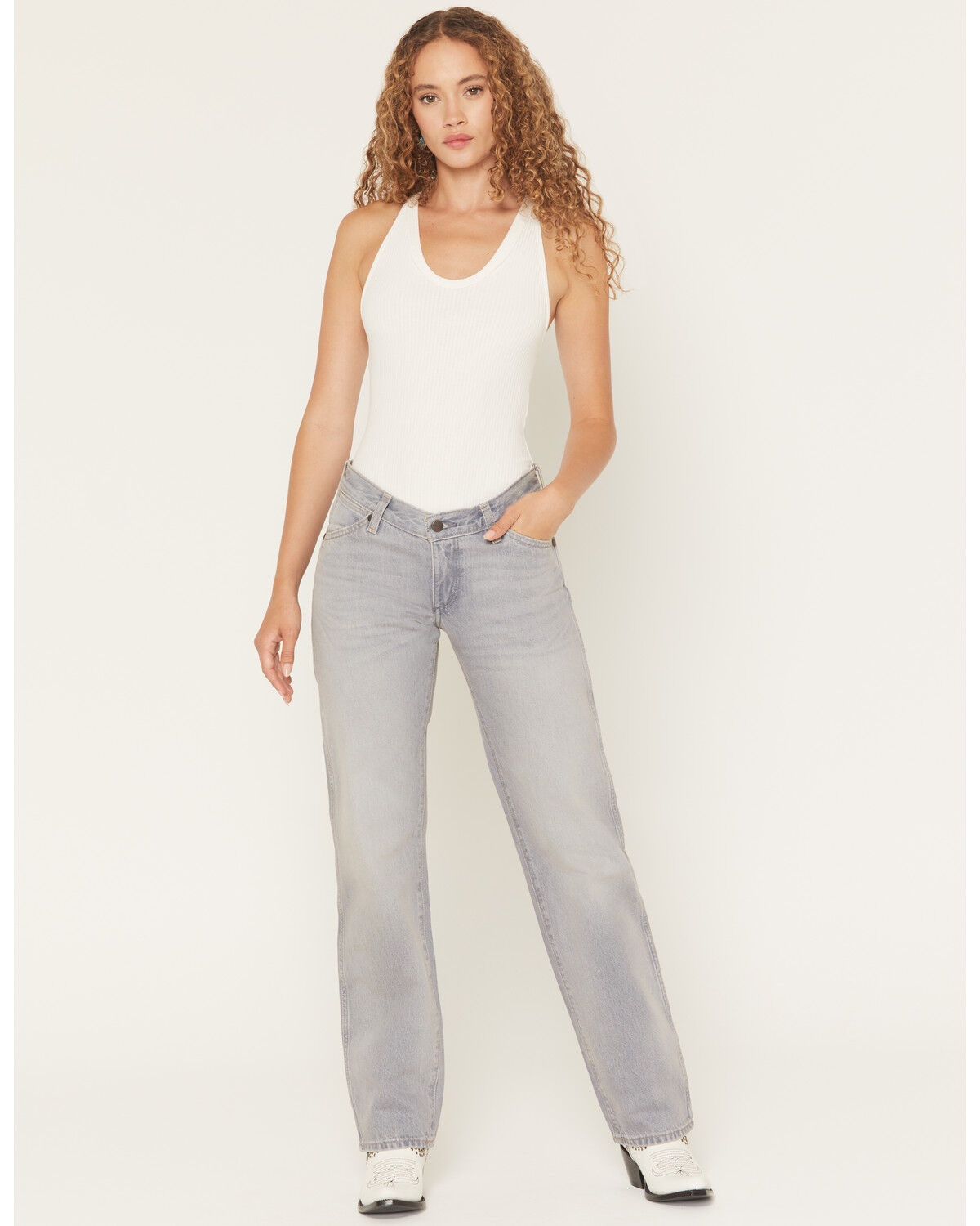 Image #1 - Wrangler Women's Haute Haze Low Rise Cowboy Straight Denim Jeans, Grey, hi-res