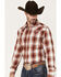 Image #2 - Wrangler Retro Men's Plaid Print Long Sleeve Snap Western Shirt, Wine, hi-res