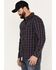 Image #2 - Resistol Men's Telluride Plaid Print Long Sleeve Button Down Western Shirt, Black/grey, hi-res