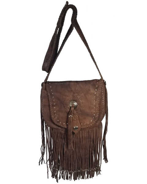 Kobler Leather Women's Concho Crossbody Bag, Brown, hi-res