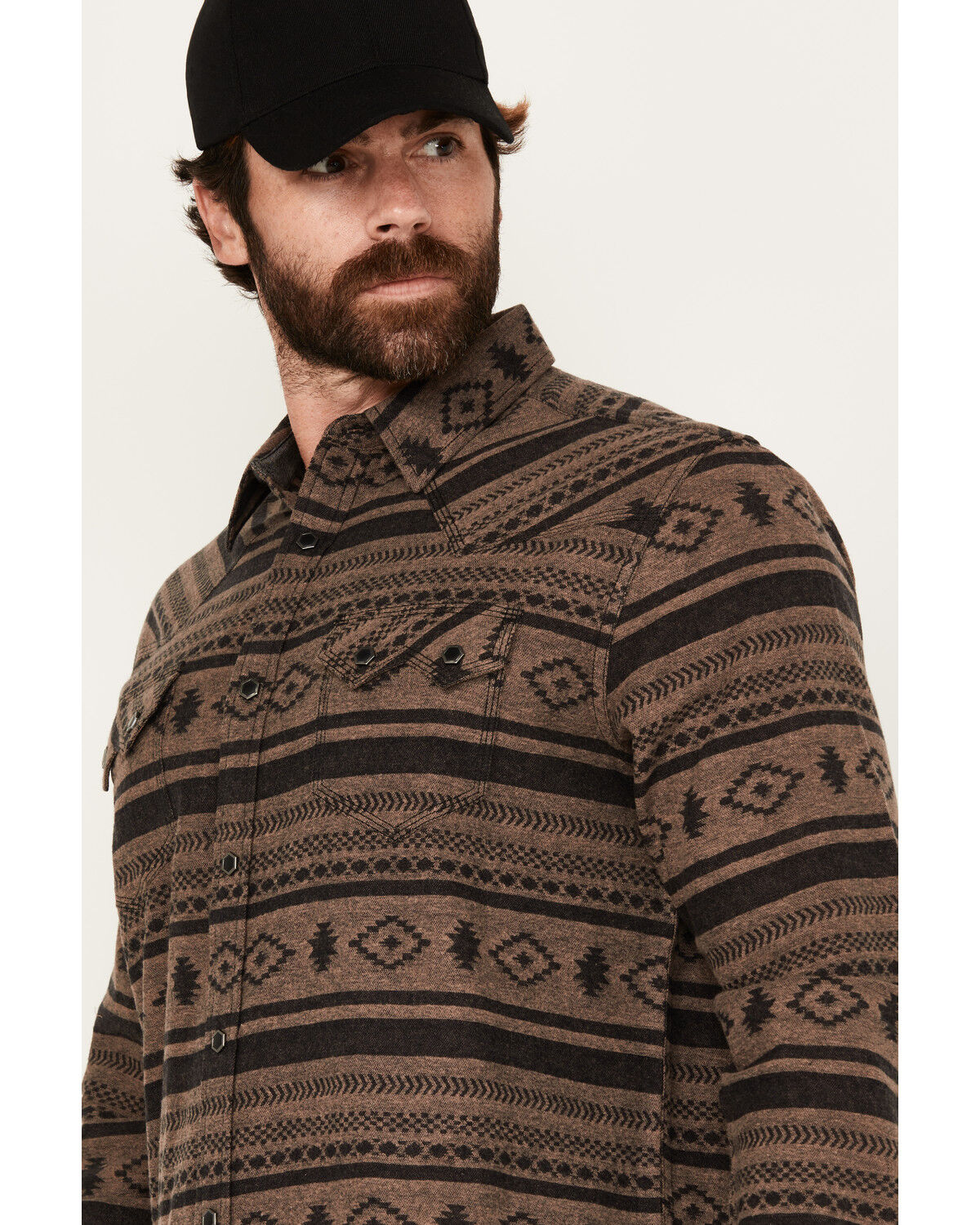 Image #2 - Moonshine Spirit Men's Deer Valley Southwestern Striped Long Sleeve Snap Western Shirt, Black, hi-res