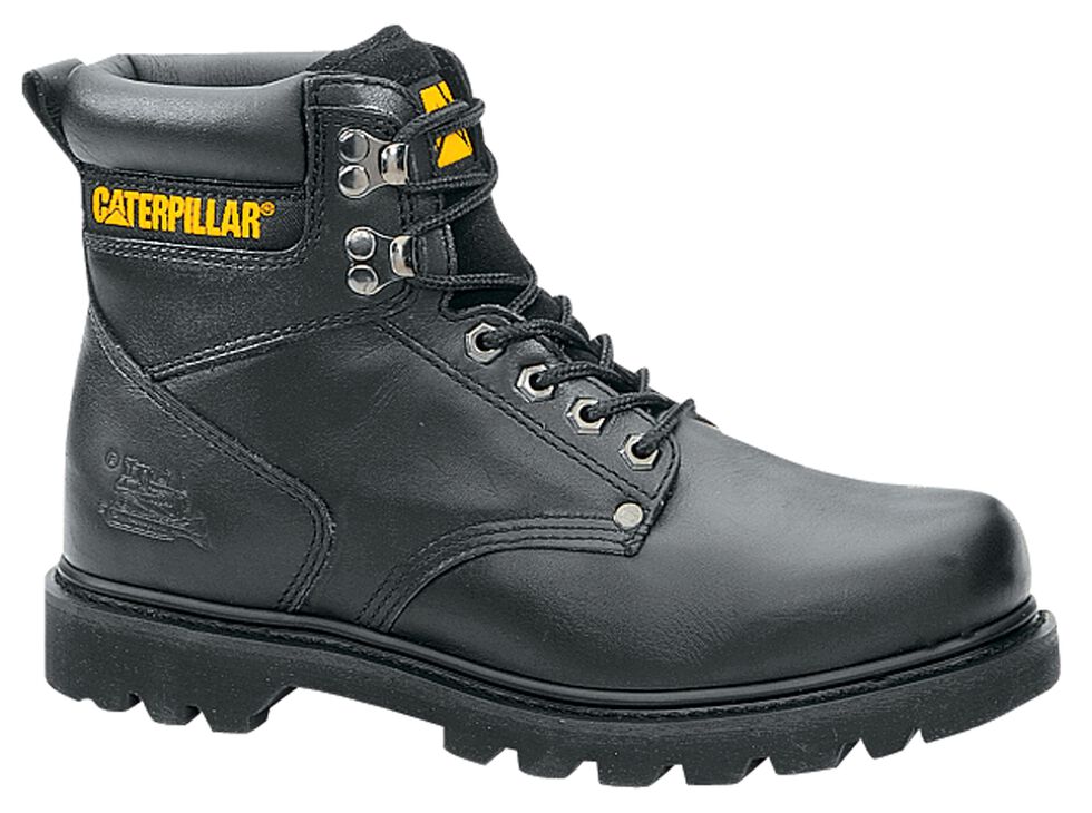 Caterpillar 6" Second Shift Lace-Up Work Boots - Round Toe, Black, hi-res