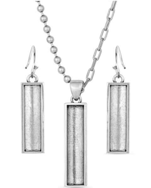 Image #2 - Montana Silversmiths Women's Western Stonehenge Buffed Jewelry Set, Silver, hi-res