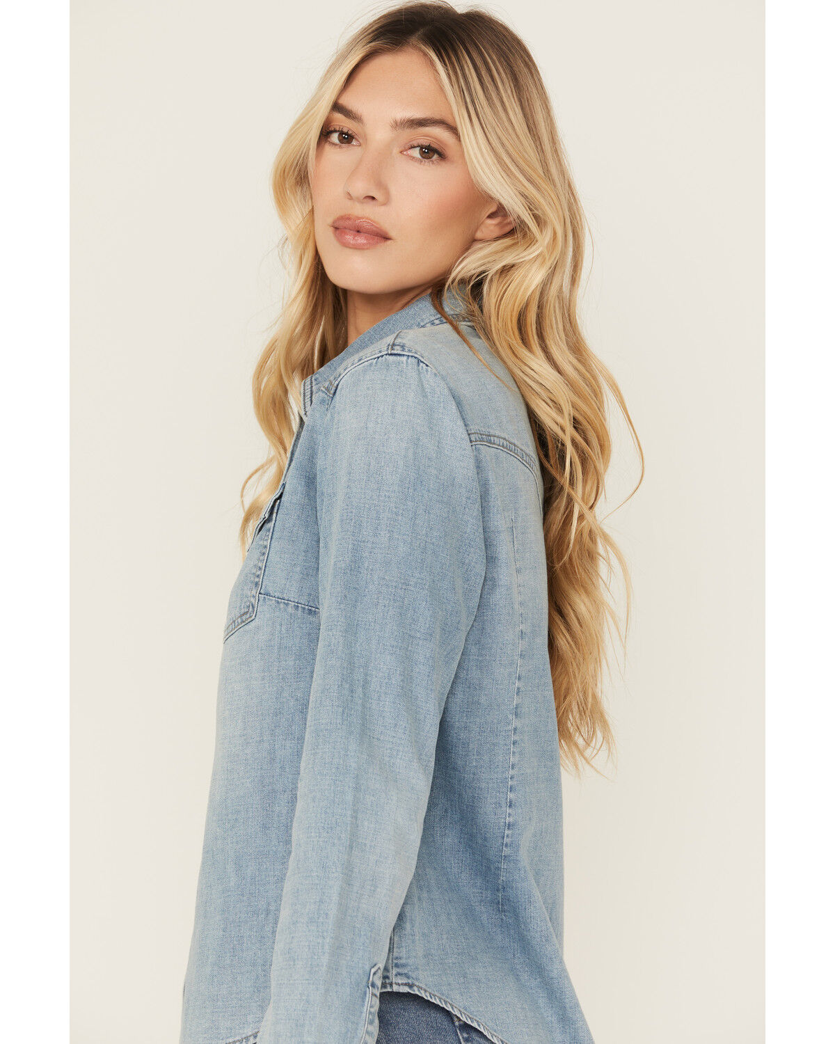 Image #2 - Idyllwind Women's Medium Wash Long Sleeve Snap Denim Shirt, Light Wash, hi-res