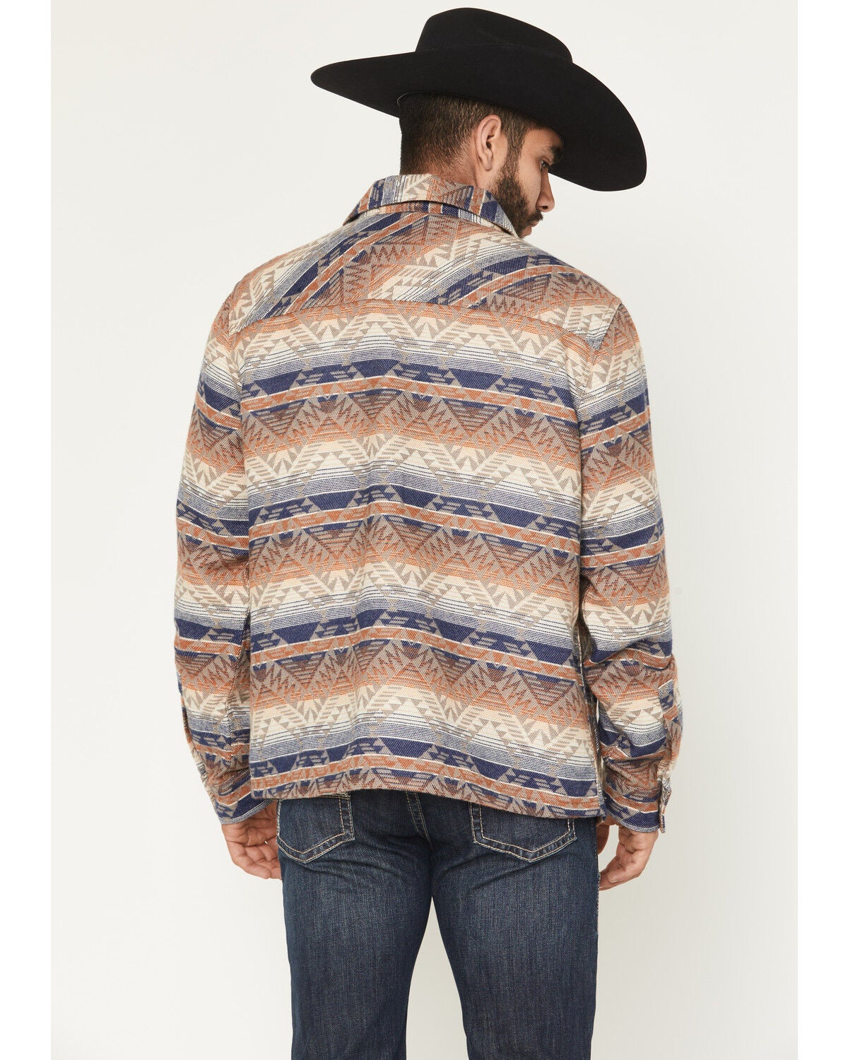 Image #4 - Rock & Roll Denim Men's Southwestern Zip-Up Shirt Jacket, Tan, hi-res