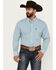Image #1 - George Strait by Wrangler Men's Plaid Print Long Sleeve Button-Down Western Shirt, Aqua, hi-res