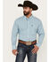 Image #1 - George Strait by Wrangler Men's Plaid Print Long Sleeve Button-Down Western Shirt, Aqua, hi-res