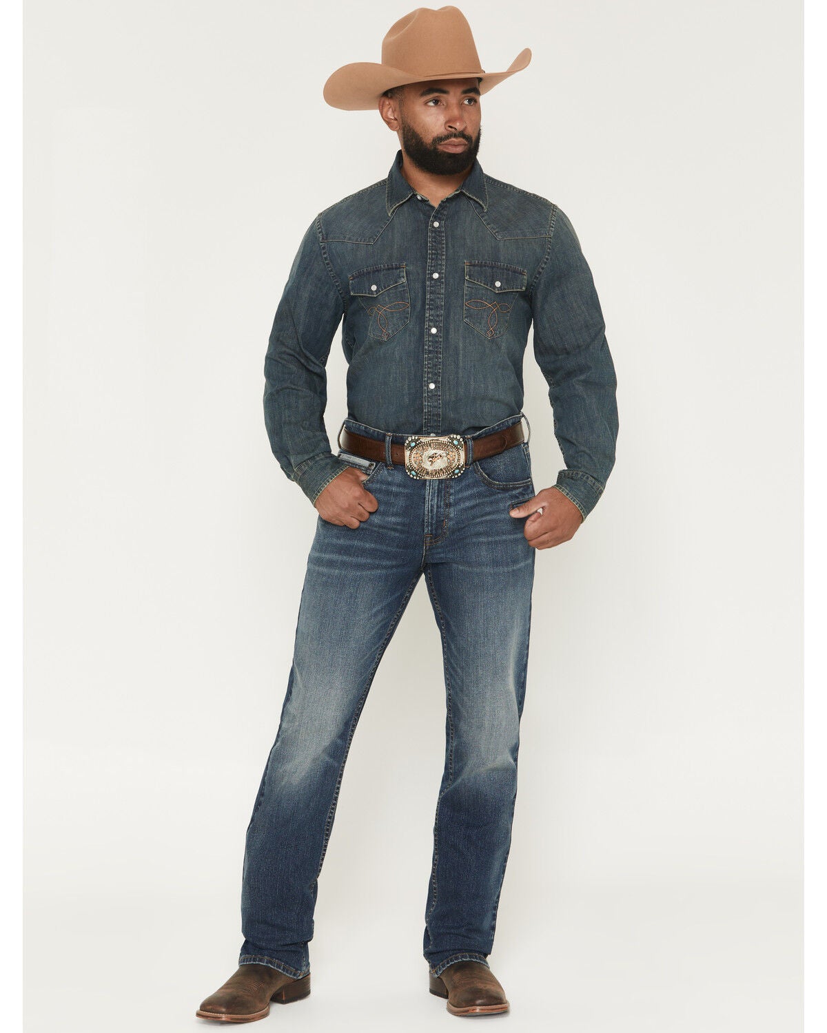 Image #1 - Cody James Men's Eastwood Wash Jackson Slim Straight Stretch Concealed Carry Utility Jeans, Dark Wash, hi-res