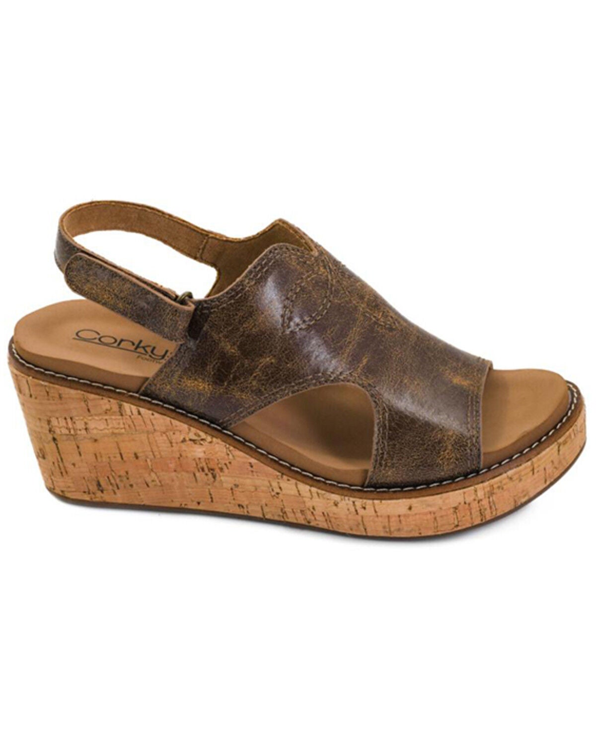 Corkys Women's Darlin Wedge Sandals, Cognac, hi-res