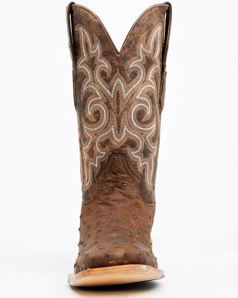 Image #4 - Tanner Mark Men's Exotic Full Quill Ostrich Western Boots - Broad Square Toe, Brown, hi-res
