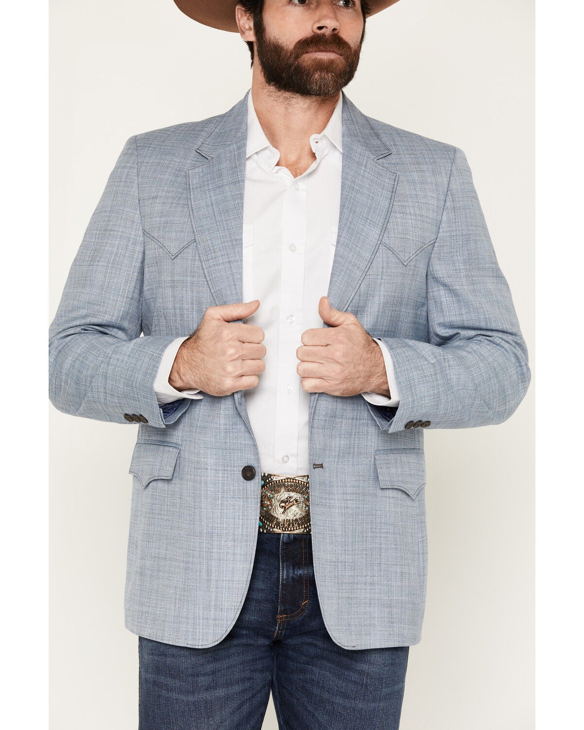 Image #3 - Circle S Men's Fort Worth Sport Coat - Big, Heather Blue, hi-res