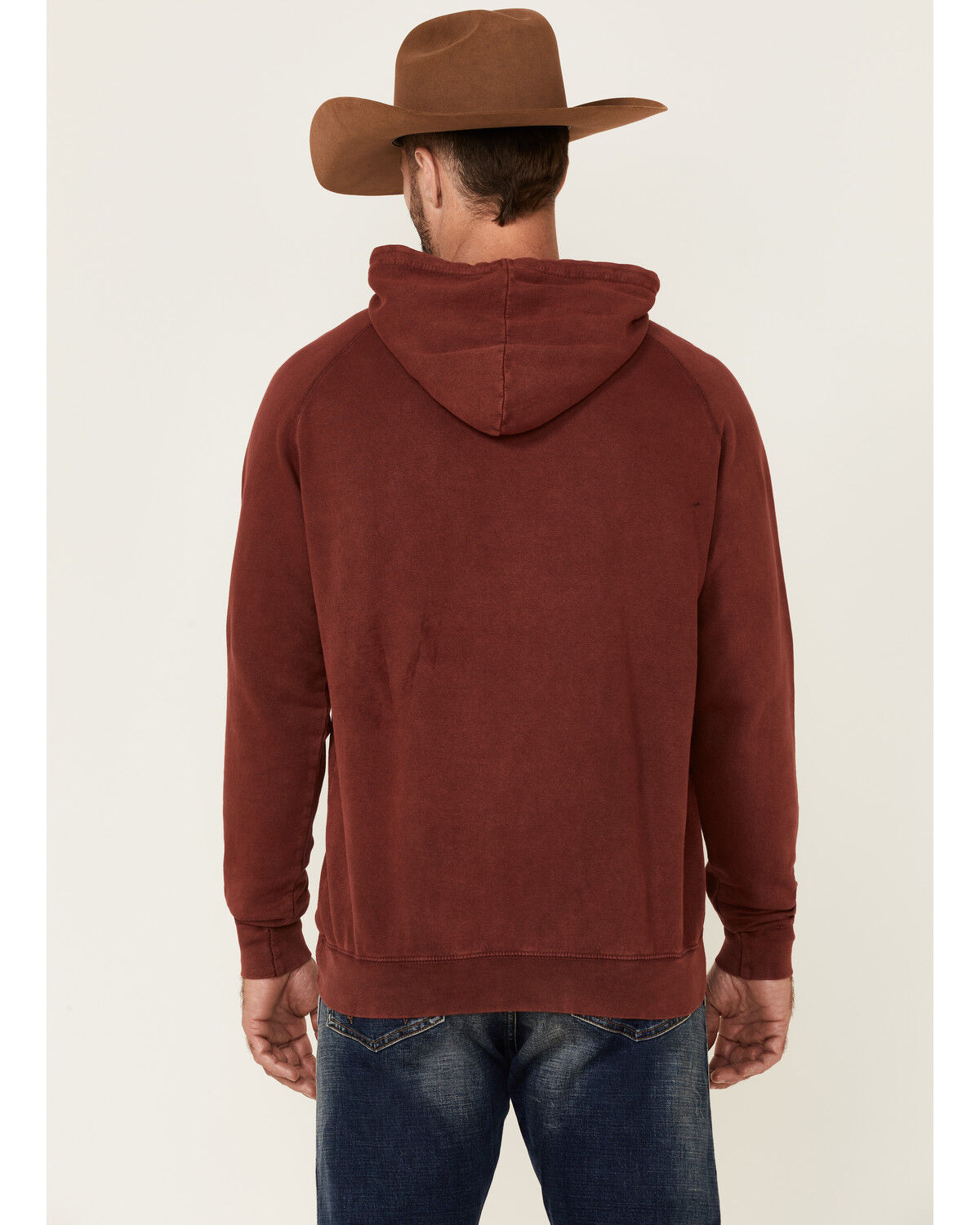Image #4 - Stetson Men's Red Mineral Wash Distressed Eagle Graphic Hooded Sweatshirt, Blue, hi-res