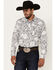 Image #1 - Cowboy Hardware Men's Bandana Print Long Sleeve Pearl Snap Western Shirt, White, hi-res