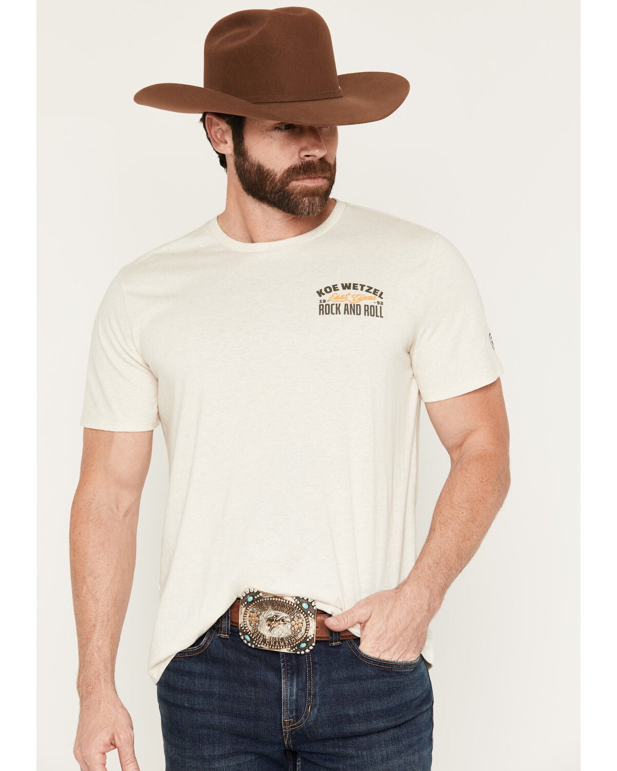 Image #2 - Rock & Roll Denim X Koe Wetzel Men's East Texas Short Sleeve Graphic T-Shirt, Natural, hi-res