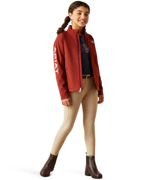 Image #1 - Ariat Girls' New Team Softshell Jacket , Rust Copper, hi-res