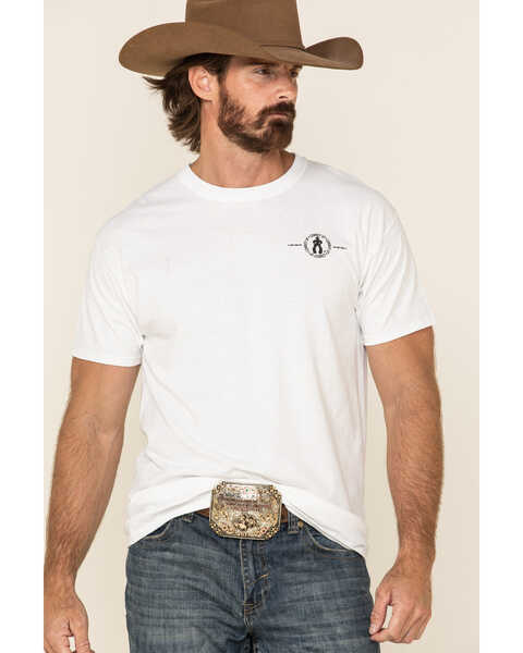 Image #1 - Cowboy Up Men's How 'Bout A Shot Short Sleeve Graphic T-Shirt, White, hi-res