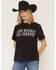 Image #1 - Shyanne Women's Drink Whiskey Kiss Cowboys Short Sleeve Graphic Tee, Black, hi-res