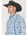 Image #2 - Wrangler Men's Checotah Southwestern Striped Long Sleeve Pearl Snap Western Shirt - Tall, Blue, hi-res