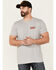 Image #1 - Moonshine Spirit Men's Gray Floral Snake Graphic Short Sleeve T-Shirt , Heather Grey, hi-res