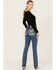 Image #1 - Miss Me Women's Dark Wash Mid Rise Stretch Bootcut Jeans, Dark Wash, hi-res