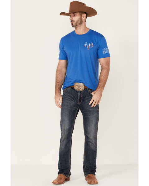 Image #2 - Buck Wear Men's Home Of The Brave Graphic Short Sleeve T-Shirt , Royal Blue, hi-res