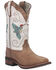 Image #1 - Laredo Women's 11" Hummingbird Embroidered Studded Western Performance Boots - Broad Square Toe, White, hi-res