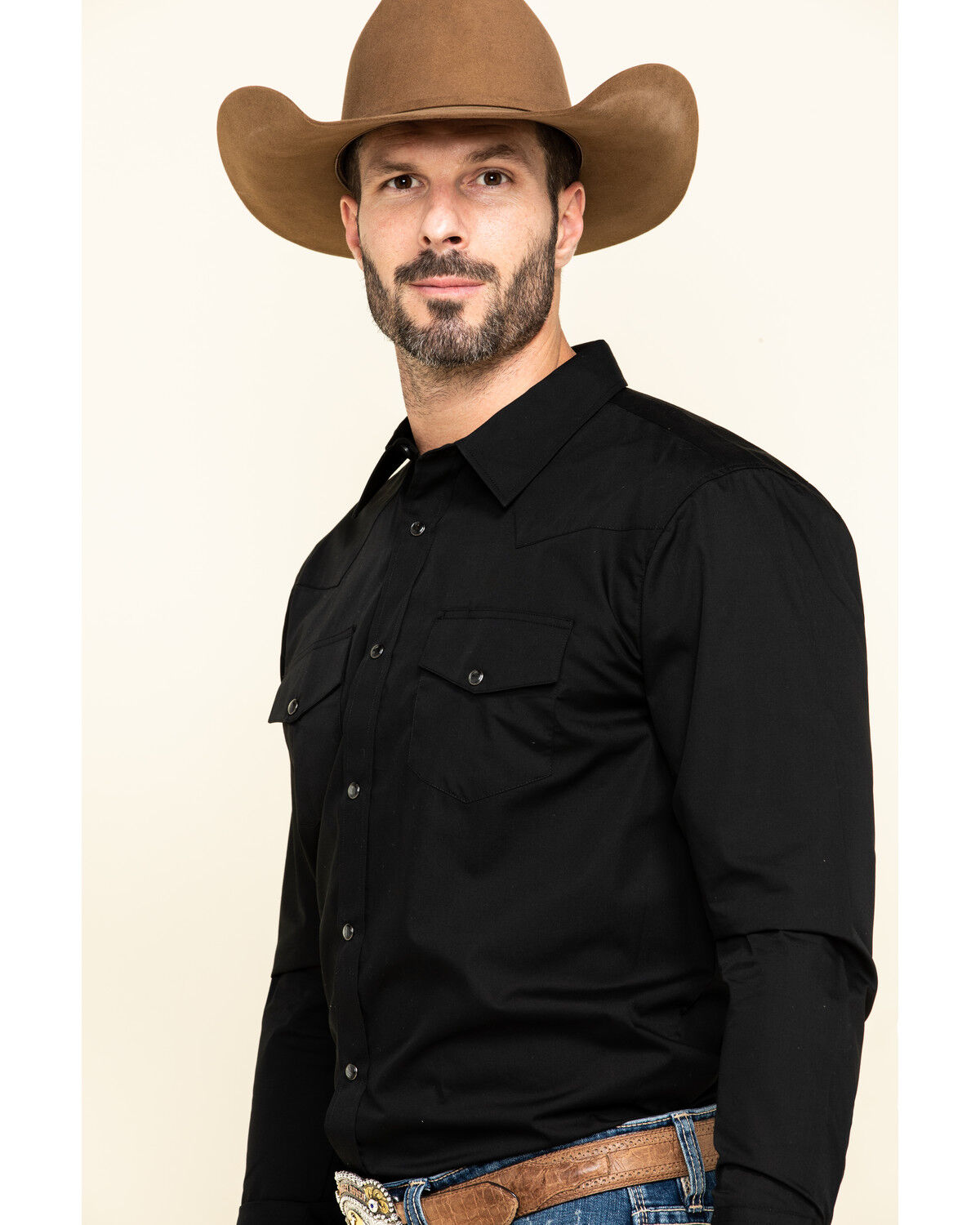 Image #3 - Gibson Men's Long Sleeve Snap Western Shirt - Big, Black, hi-res