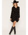 Image #1 - Rosabelle Honey Women's Horse Embroidered Long Sleeve Button-Down Mini Dress, Black, hi-res