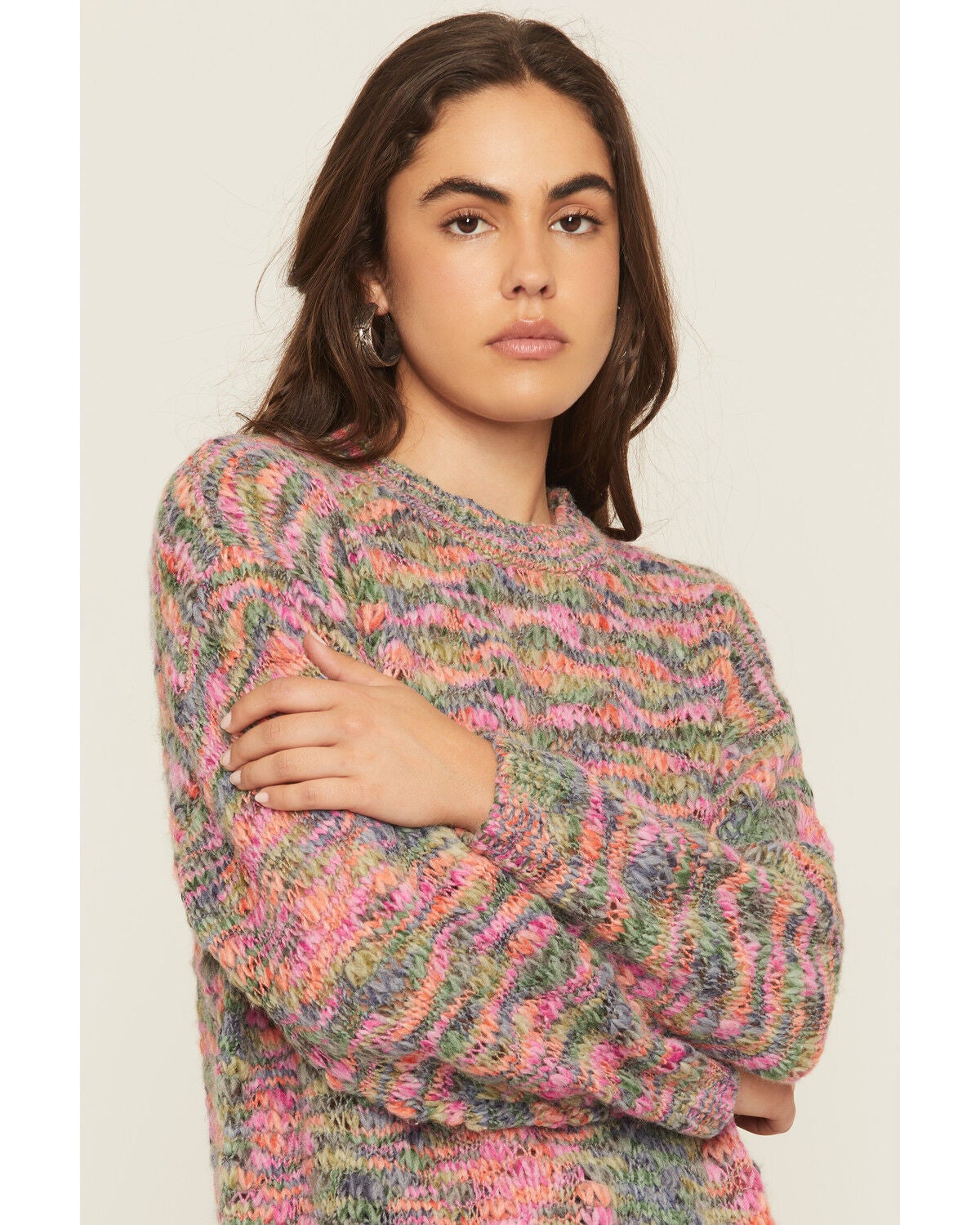 Cleo + Wolf Women's Oversized Pullover Sweater, Pink, hi-res
