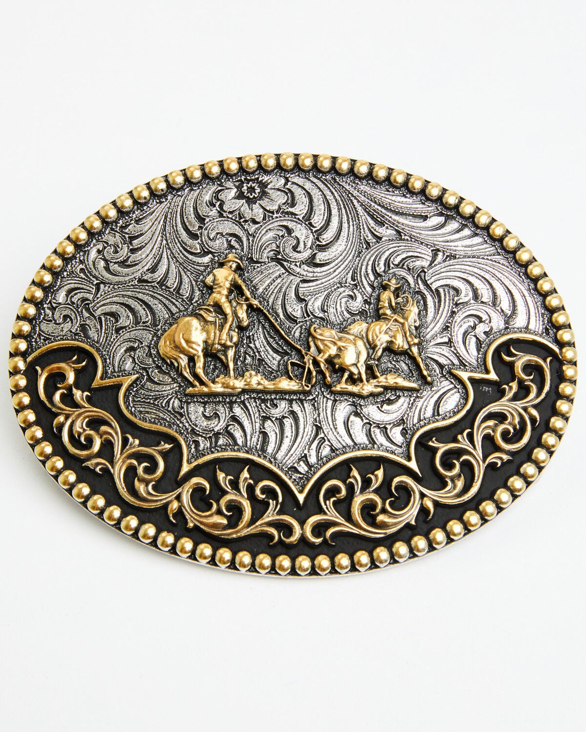 Cody James Team Roper Scroll Belt Buckle, Silver, hi-res