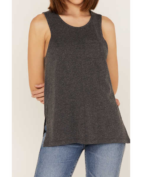 Cleo + Wolf Women's Crossover Back Tank Top, Grey, hi-res