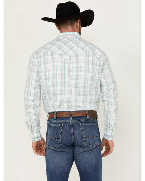 Image #4 - Wrangler 20X Men's Advanced Comfort Plaid Print Long Sleeve Snap Stretch Western Shirt - Tall , White, hi-res
