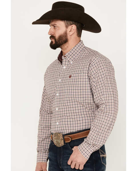 Cinch Men's Plaid Print Long Sleeve Button Down Western Shirt , White, hi-res