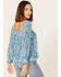 Image #4 - Beyond The Radar Women's Floral Print Long Sleeve Mesh Top, Blue, hi-res