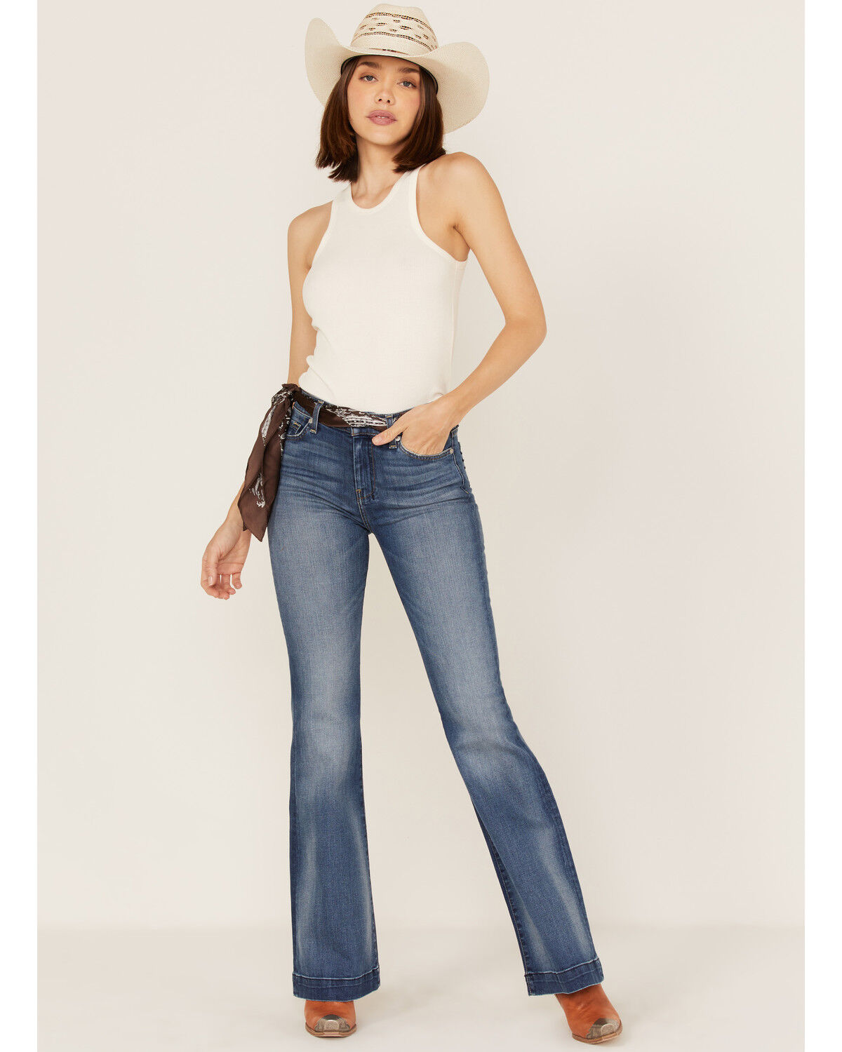 Image #3 - 7 For all Mankind Women's Medium Wash Mid Rise Tailorless Dojo Trouser Stretch Denim Jeans, Medium Wash, hi-res