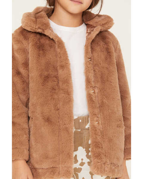 Image #3 - Urban Republic Little Girls' Faux Fur Long Coat , Brown, hi-res