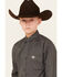 Image #2 - Panhandle Boys' Solid Long Sleeve Button-Down Stretch Western Shirt , Grey, hi-res