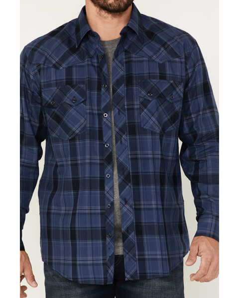Image #3 - Resistol Men's Brooks Plaid Button Down Western Shirt , Dark Blue, hi-res