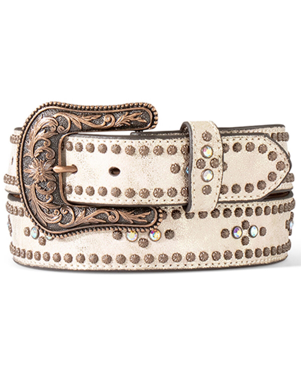 Ariat Women's Embellished Belt, Cream, hi-res
