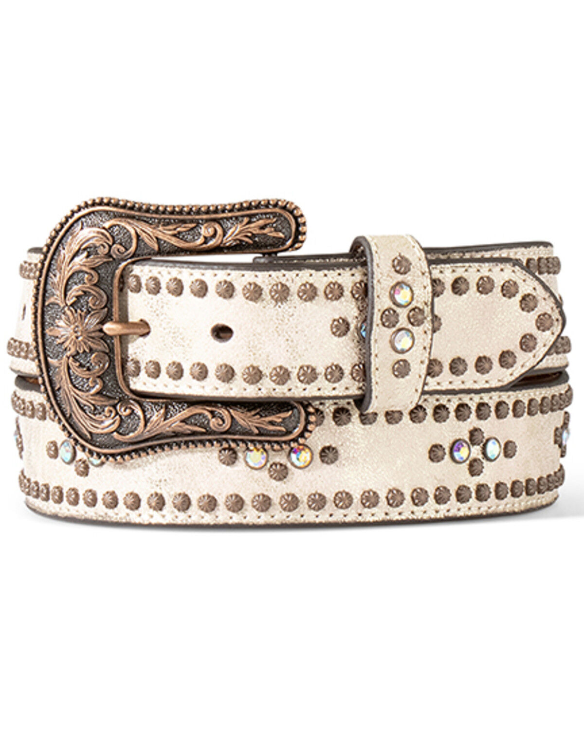 Image #1 - Ariat Women's Embellished Belt, Cream, hi-res
