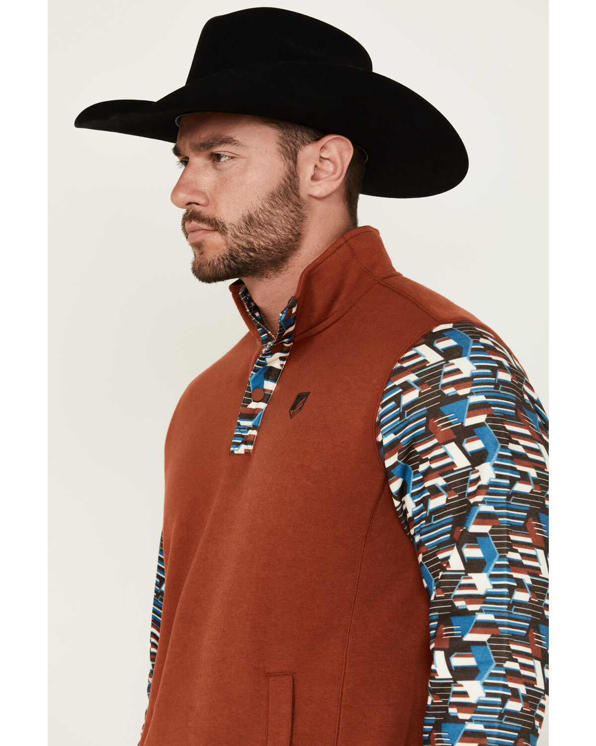 Image #2 - RANK 45® Men's Baygen Colorblock Pullover, Dark Orange, hi-res