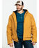 Image #1 - Hawx Men's Brown Canvas Quilted Bi-Swing Hooded Zip Front Work Jacket , Brown, hi-res