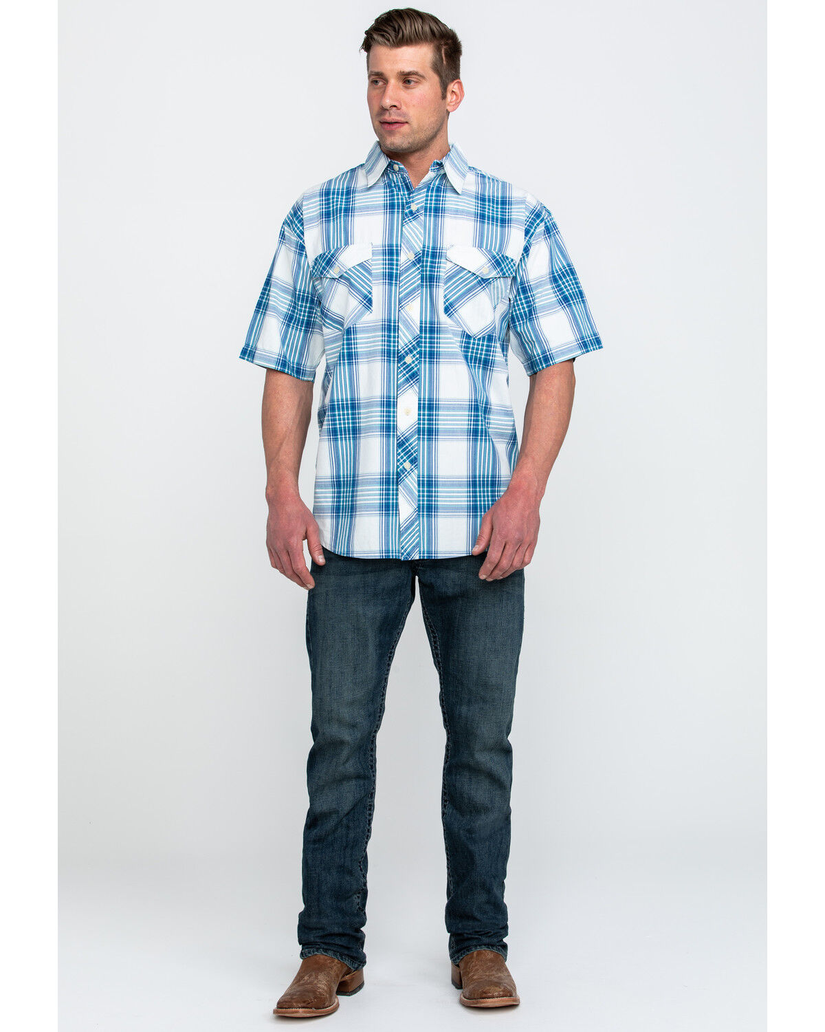 Image #6 - Resistol Men's Biscayne Large Plaid Short Sleeve Western Shirt, , hi-res