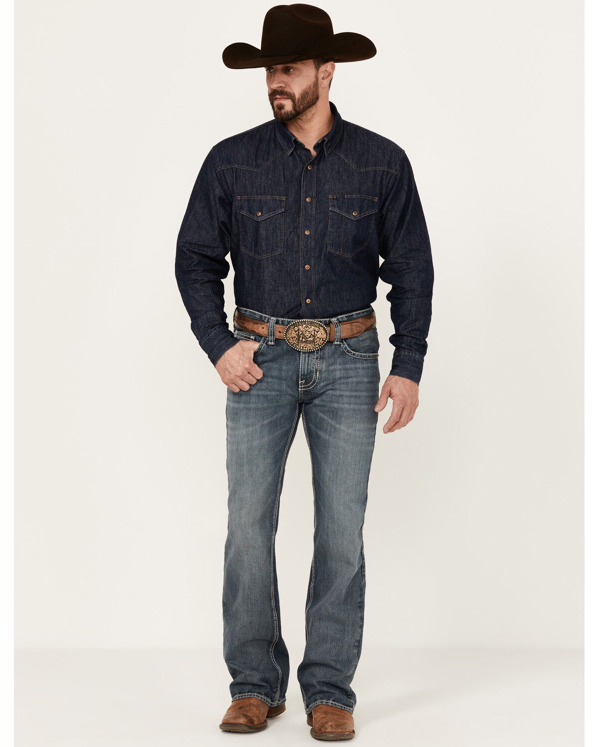 Image #2 - Rock & Roll Denim Men's Medium Wash Pistol Bootcut Stretch Denim Jeans, Medium Wash, hi-res