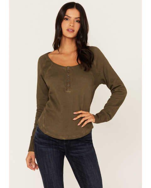 Image #1 - Idyllwind Women's French Terry Henley Shirt, Olive, hi-res