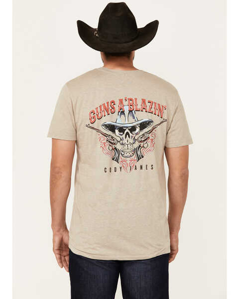 Image #4 - Cody James Men's Guns Blazin Skeleton Cowboy Short Sleeve Graphic T-Shirt , Tan, hi-res