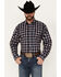 Image #1 - Cinch Men's Plaid Print Long Sleeve Button-Down Western Shirt, Navy, hi-res